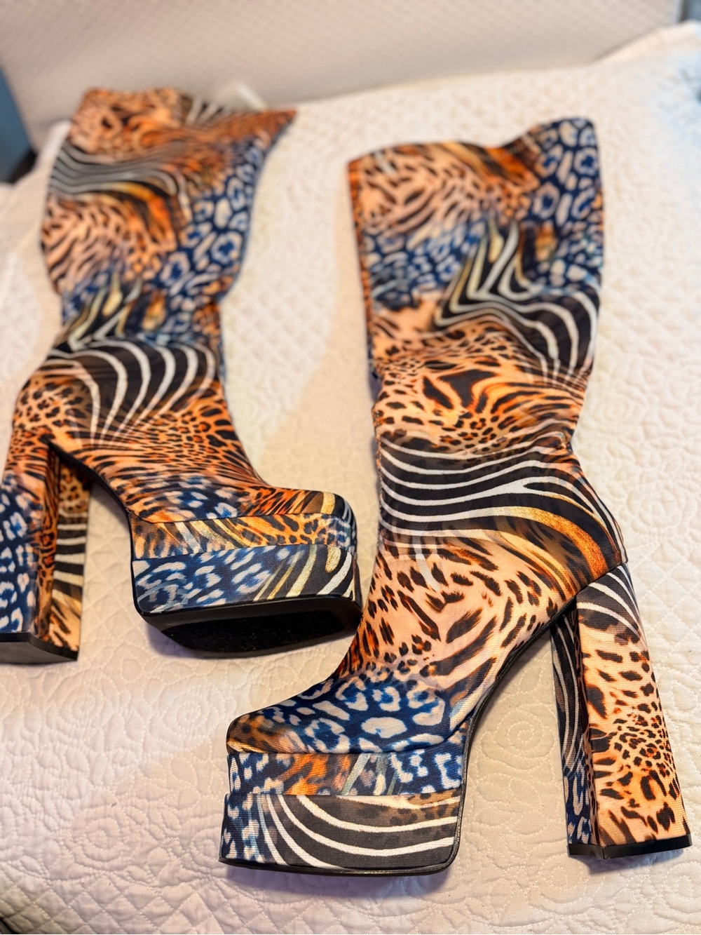 Cape Robbin Multicolor Animal Print Platform Boots